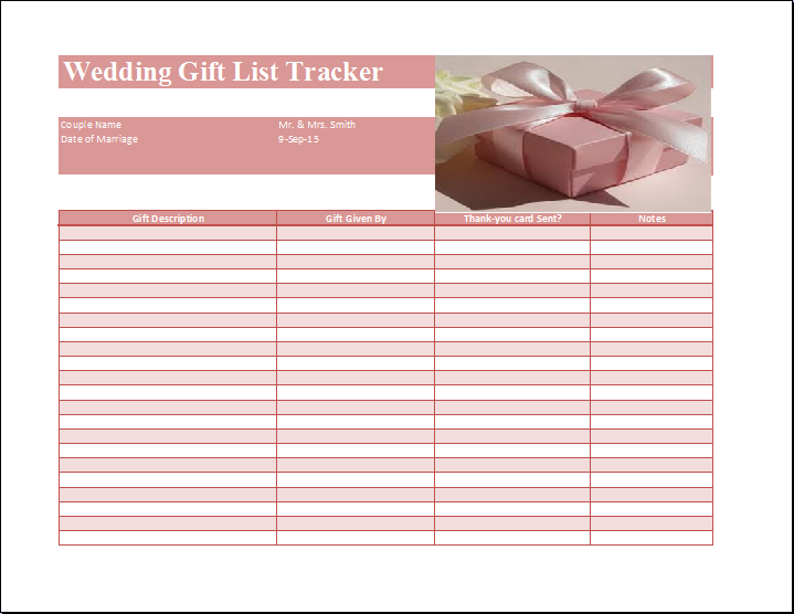 Google Sheets Gift List Template