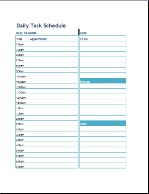 Daily Task Schedule Format Template | Word &amp; Excel Templates