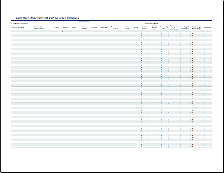 Depreciation Chart In Excel Format