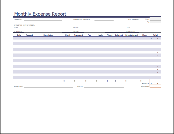 Excel Template Expense Report from www.dotxls.org