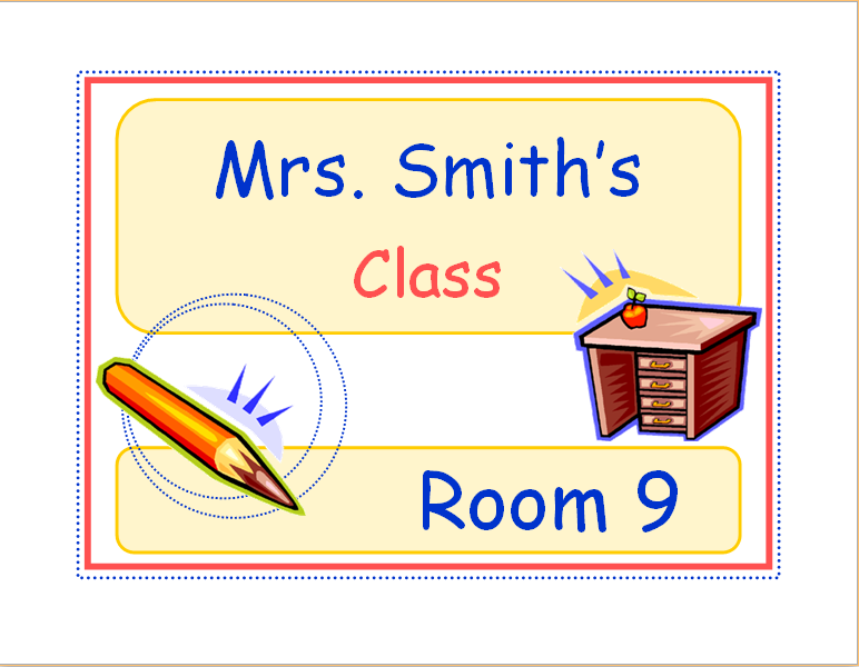 Classroom Door Sign Template Free