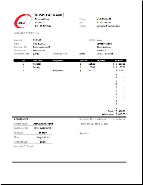 Doctors Invoice Template