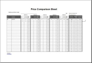 Price Comparison Sheet Template for EXCEL | Word &amp; Excel Templates