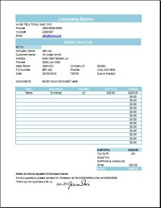 Sales Invoice Excel Format