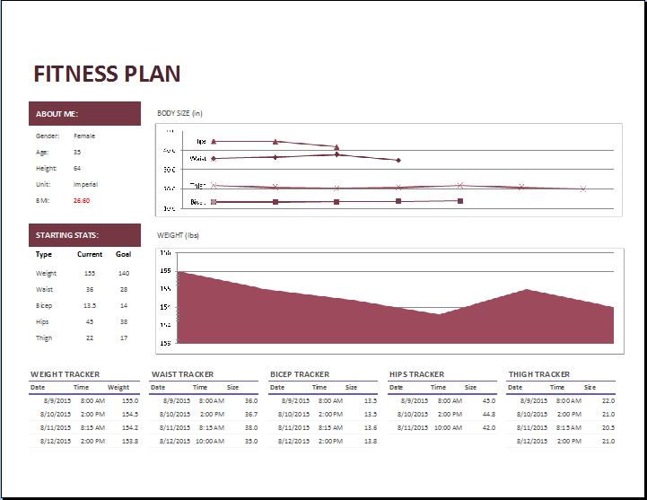 Exercise Excel Template from www.dotxls.org