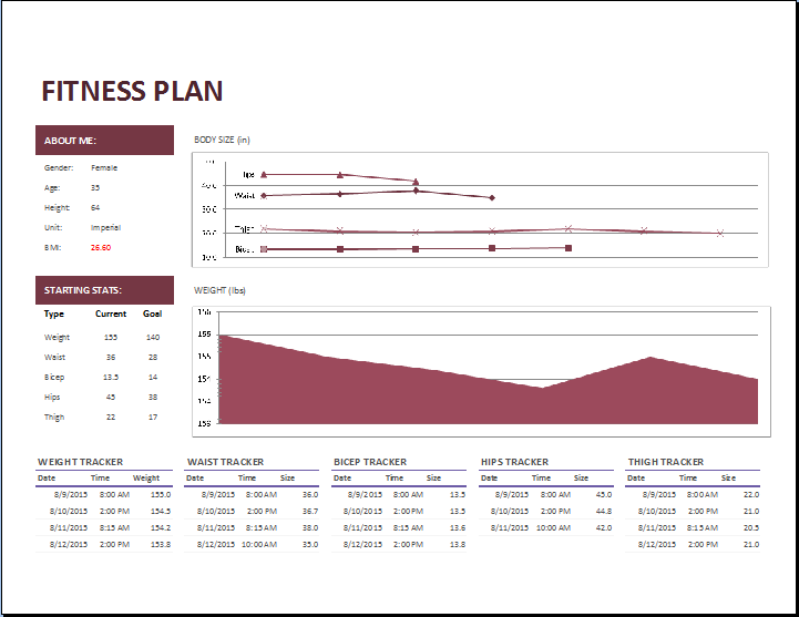 Fitness Planner Template For Excel Download xlsx File
