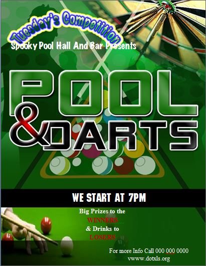 Pool and Darts Night Party Flyer