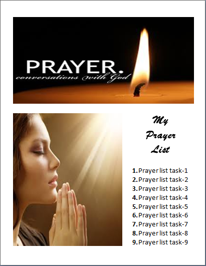 Prayer List Template