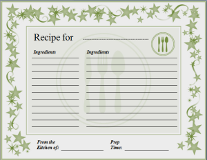 MS Word Recipe Card Template