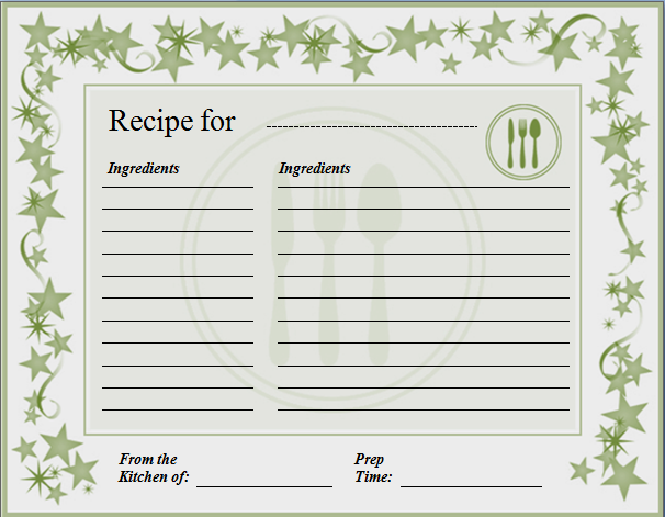 MS Word Recipe Card Template