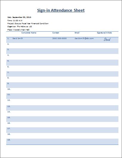 Attendance Template Word from www.dotxls.org