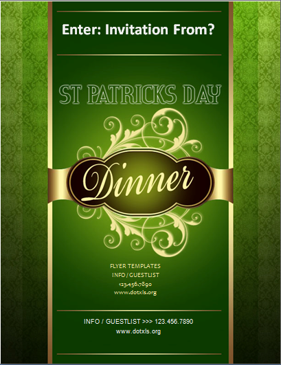 St. Patrick’s Day Dinner Flyer