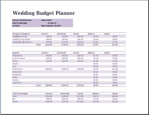Wedding Budget Planner Template