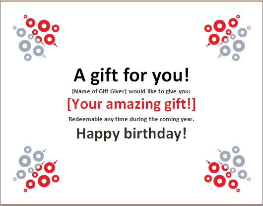 Birthday Gift Certificate Templates