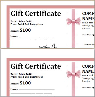 Business gift certificate template