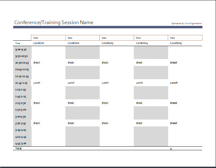 Break Schedule Template from www.dotxls.org