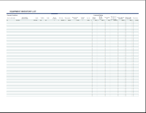 Equipment inventory template