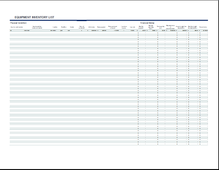 Equipment Inventory Template