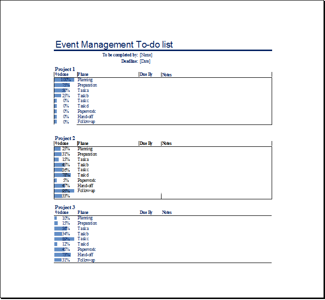 Event Management To do List