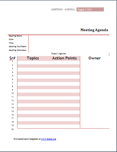 Ms Word Meeting Agenda Templates Word Excel Templates