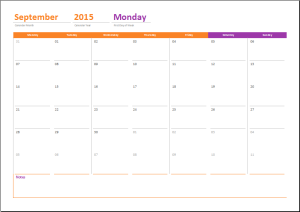 Monthly calendar template any year