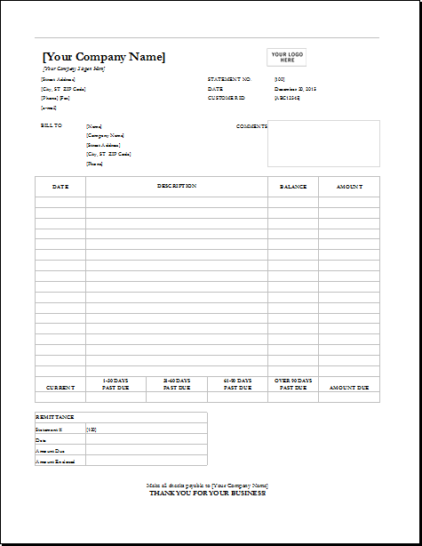 Billing spreadsheet personal Monthly Spreadsheet