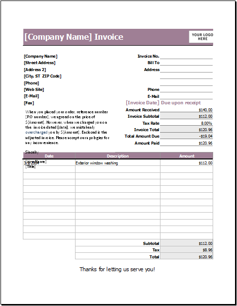 Invoice Templates for Excel