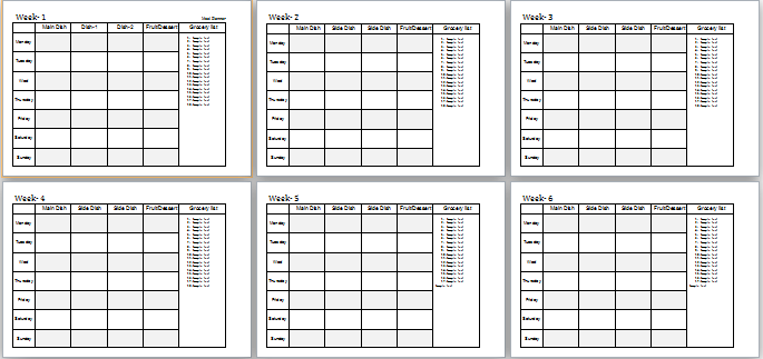 4-6 Weeks Meal Planner