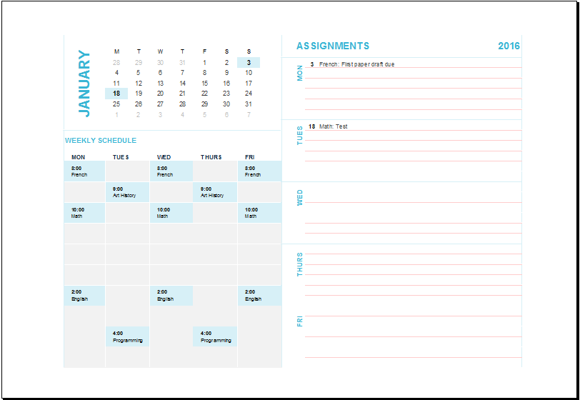 Assignment Schedule Template from www.dotxls.org
