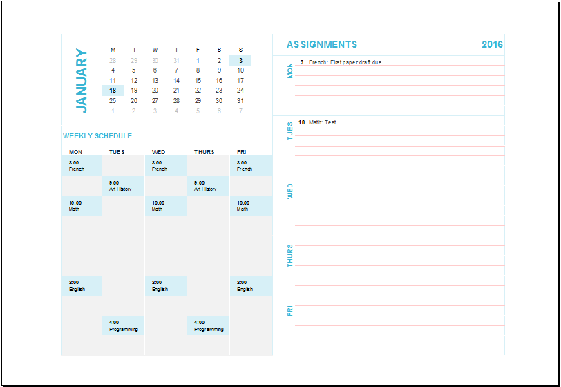 Homework planner template word Homework planner template word image