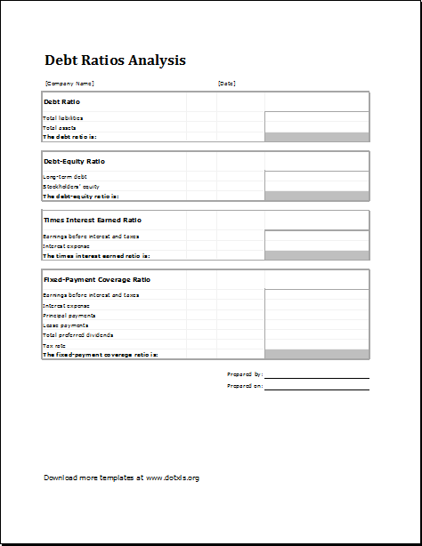 Debt Ratio Analysis Worksheet