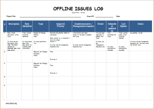Issues Log Template