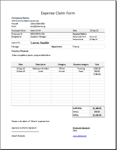 Expense claim form