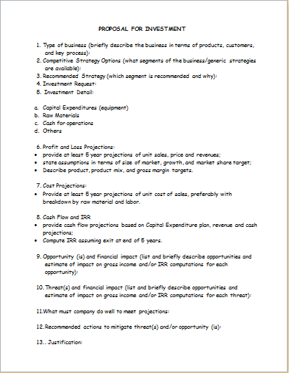 Investment Proposal Template For WORD Excel Templates investment-proposal-template-for-word-excel-templates