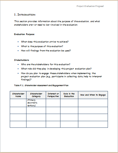 Project Evaluation Proposal