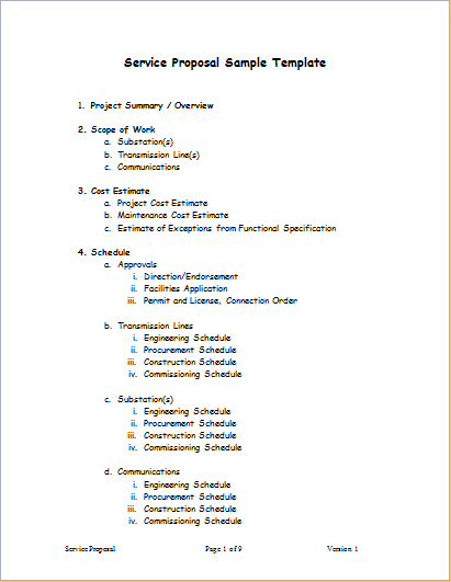 Sample Proposal Template For Services from www.dotxls.org