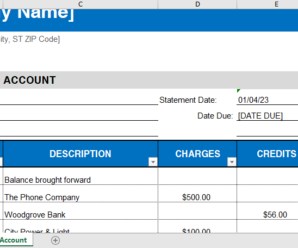 Statement of Account Worksheet for Business