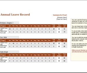 Annual Leave Staff Template Record - Employee Annual Leave ...