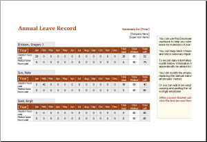 Employee annual leave record spreadsheet