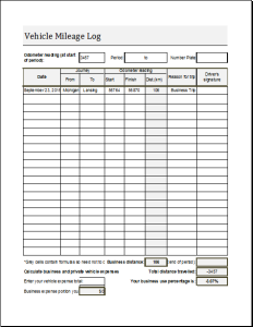 vehicle mileage log book