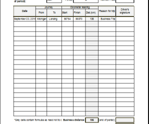 Vehicle Travel Record Sheet Word Excel Templates