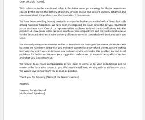 Laundry Service Apology Letter to Client