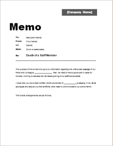 Memo about Death of a Staff Member