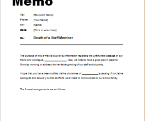 Memo about Death of a Staff Member