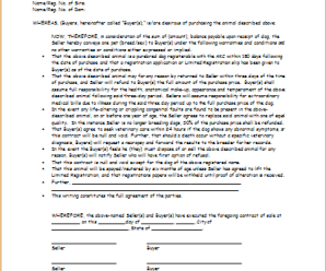 Pet Sale Contract Template