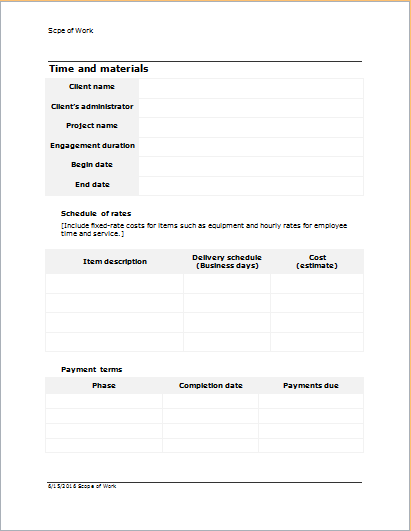 Scope of work template