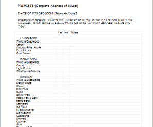 Tenant Landlord Joint Property Inspection Form