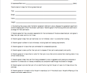 Tenant Pet Keeping Contract