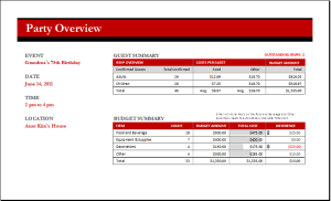 Party planner template