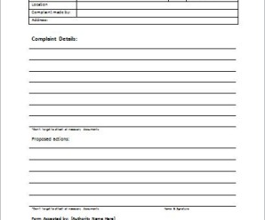 Customer Complaint Forms